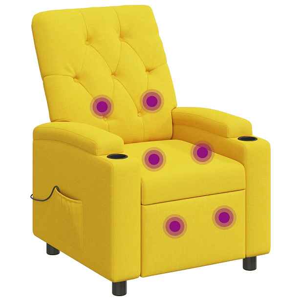 vidaXL Polohovací masážní křeslo Světlá žlutá 75 x 95 x 101 cm Textil