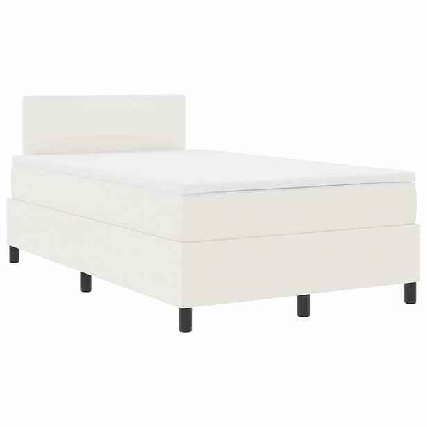 vidaXL Postel s boxspringem s čelo Krémová a bílá 120 x 200 cm
