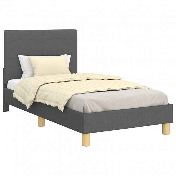 vidaXL Rám postele pro děti s čelem Tmavě šedá 80 x 160 cm textil