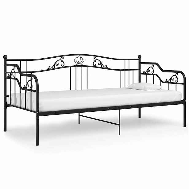 vidaXL Rám rozkládací postele černý kovový 90 x 200 cm