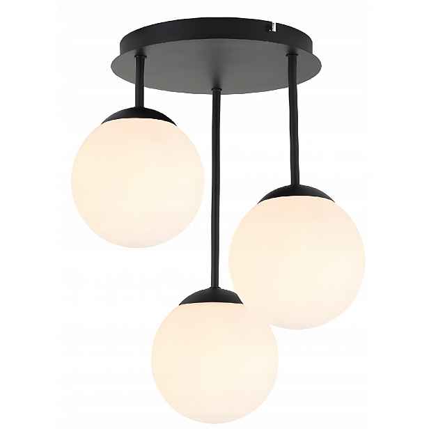 Závěsné Stropní Svítidlo Trojitá Kovová S Bílými Stínítky Loft E27