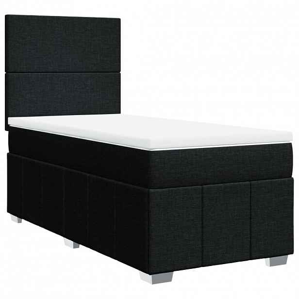 vidaXL Box spring postel s matrací černá 90x200 cm textil
