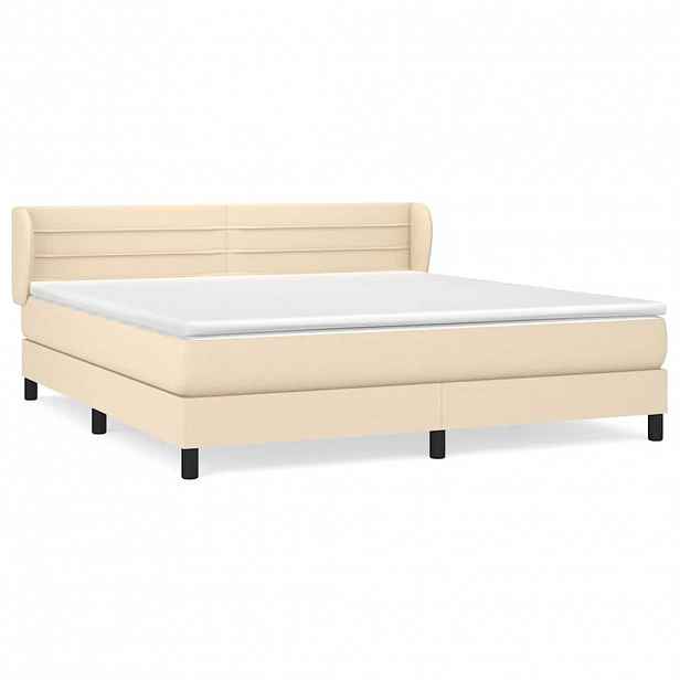 vidaXL Box spring postel s matrací krémová 180x200 cm textil