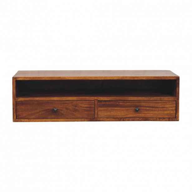 Artisan Furniture NOČNÍ STOLEK s povrchovou úpravou v barvě kaštanu, 1 zásuvka, 1 otevřená police, hnědý.