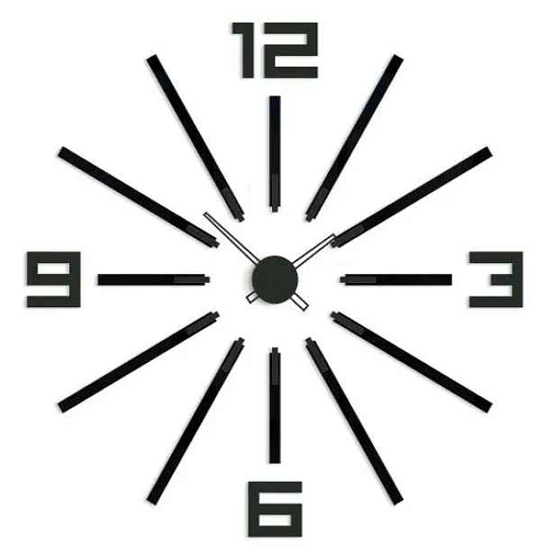 ModernClock Nástěnné samolepící hodiny Big 115 cm černé