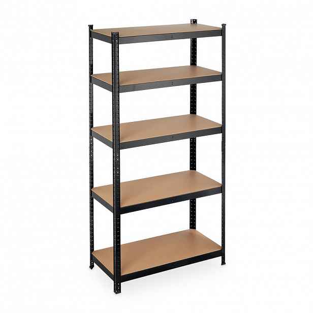 Relaxdays REGÁL černý ocel 5 polic 180 cm