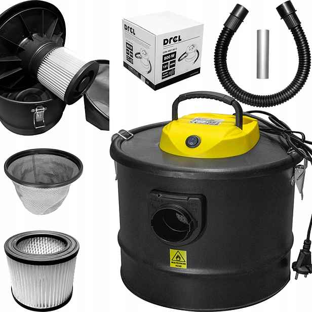 Vysavač separátor na popel krbu grilovací pece 15L 800 W Hepa