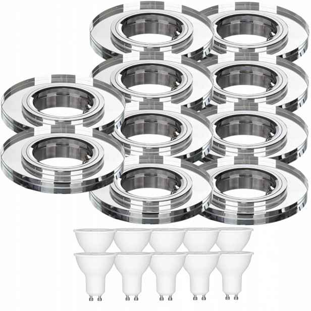 10 x Pevná Skleněná Stropní Lampa Halogenová Objímka Led Žárovky 10W