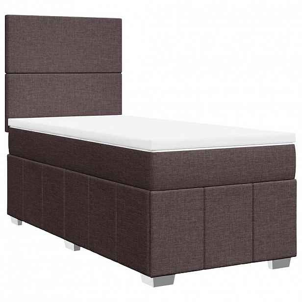 vidaXL Box spring postel s matrací tmavě hnědá 90x200 cm textil