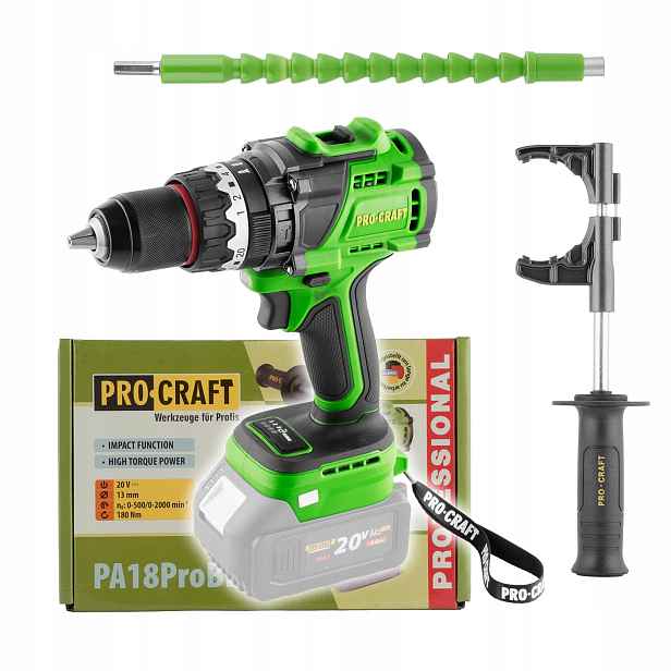 Aku Vrtačka Procraft PA18ProBL-BB 180 Nm, bezkartáčový