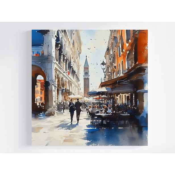 Obraz Na Plátně Canvas Krajina Město Itálie Benátky Ulice Kavárna 50x50