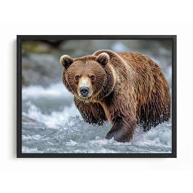 Rám Na Obraz Americký Krabička Na Foto Zvířata Hnědý Medvěd Teddy Bear River 80x60