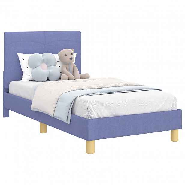 vidaXL Rám postele pro děti s čelem Modrá džínovina 80 x 160 cm textil