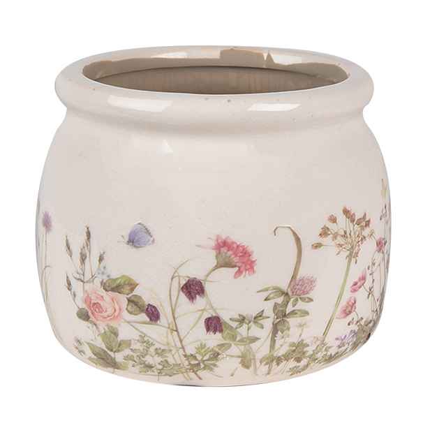 Keramický obal na květináč s lučními květy Flowers of Love S - Ø 12*10 cm Clayre & Eef