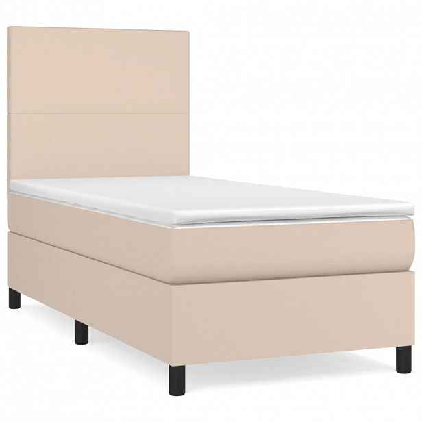 vidaXL Box spring postel s matrací cappuccino 90x200 cm umělá kůže