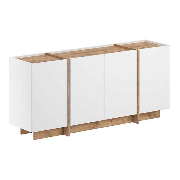 Bílá komoda v dekoru borovice s dírou na kabely 180x80x45 cm Dorma – Kalune Design