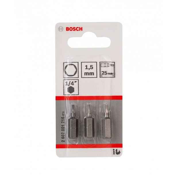 Bosch - Sada bitů HEX1,5, délka 25 mm, 3 ks 2607001716