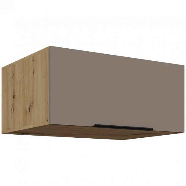 Hluboká digestořová skříňka LUNARA - šířka 80 cm, tmavě béžová / dub artisan