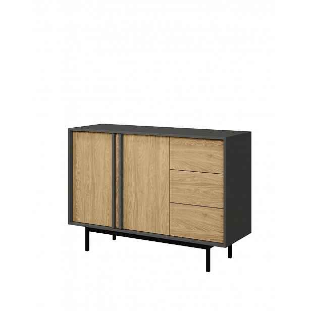 Komoda se zásuvkami 120 cm na nožičkách (Reg7 Alsy antracit/dub olejovaný)