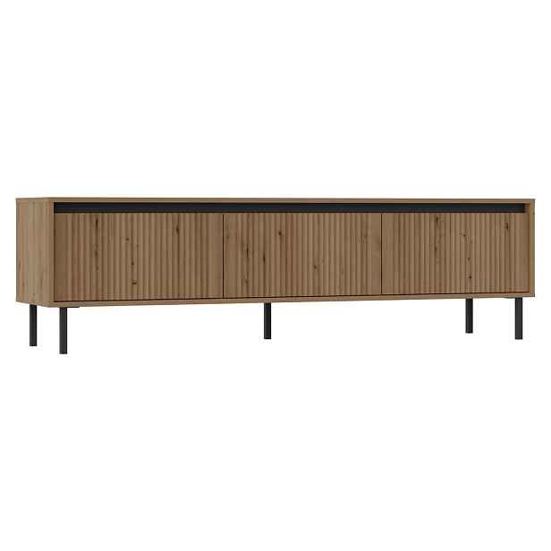 MASSENO TV STOLEK OSTIA, 178,6x40x50 cm se 3 zásuvkami do obývacího pokoje moderní, zlatý