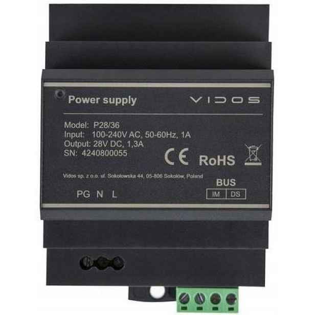 Napájecí zdroj Vidos Duo P28/36 pro digitální systém 36W, 28VDC