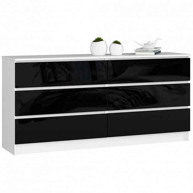 RAUMHIRSCH FURNITURE KOMODA bílá, černá lesklá 77/160/40