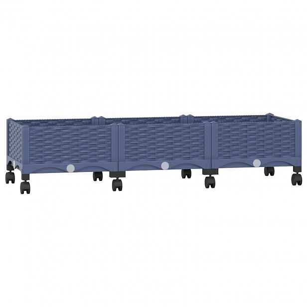vidaXL Zahradní truhlík s kolečky Modro šedá 120 x 40 x 29 cm PP