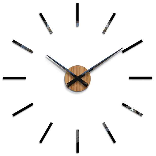 ModernClock Nástěnné samolepící hodiny Cezar 65 cm černé/hnědé