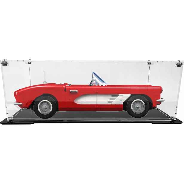 Vitrína s černým podstavcem Drewlandia pro stavebnici Lego 10321 Icons Corvette
