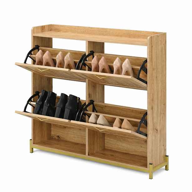 STILVORA SKŘÍŇ NA BOTY přírodní, výklopná, 4 dvířka, do vstupního prostoru a předsíně, 108,5×24×100 cm