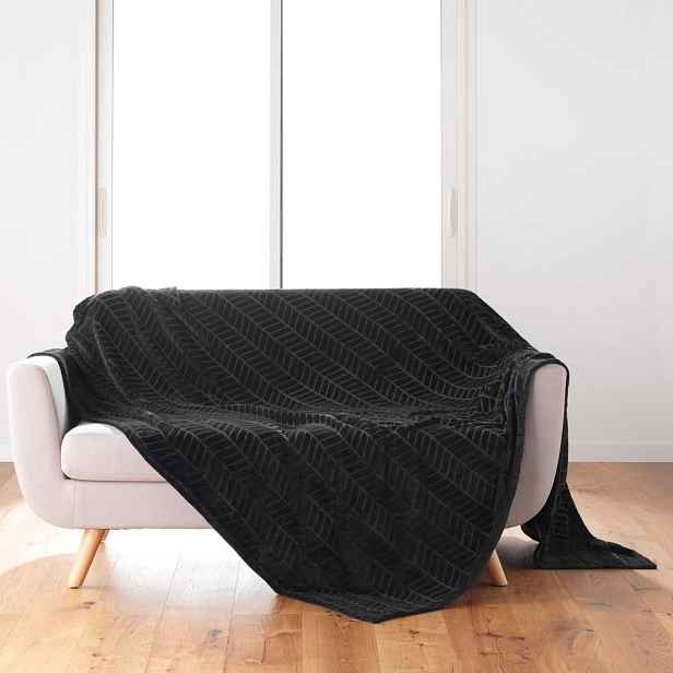 Černý přehoz z mikroflanelu 180x220 cm Arya – douceur d'intérieur