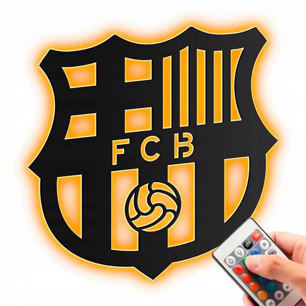 Noční Lampa Led Fc Barcelona Dřevěný 3D obraz Fotbalový erb Dárek