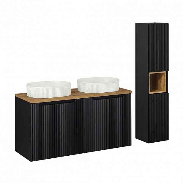 Petits-meubles KOUPELNOVÝ NÁBYTEK 120cm Riva 2er-Set Černá a dřevěná