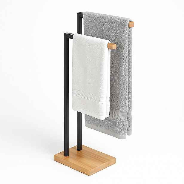 Relaxdays DRŽÁK Černý volně stojící 2-tyčový kov 80,5 cm