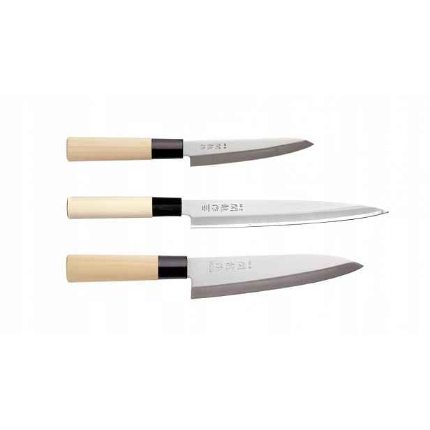 Sada 3 nožů Sekiryu – nůž šéfkuchaře Gyuto, Yanagiba, Petty kni