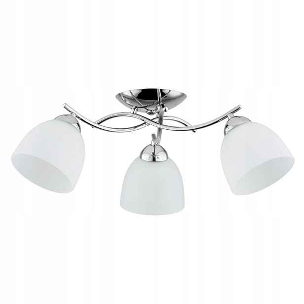 Stropní svítidlo chrom 3 body bílé stínítko do obývacího pokoje 3xE27 15W Torino Alfa