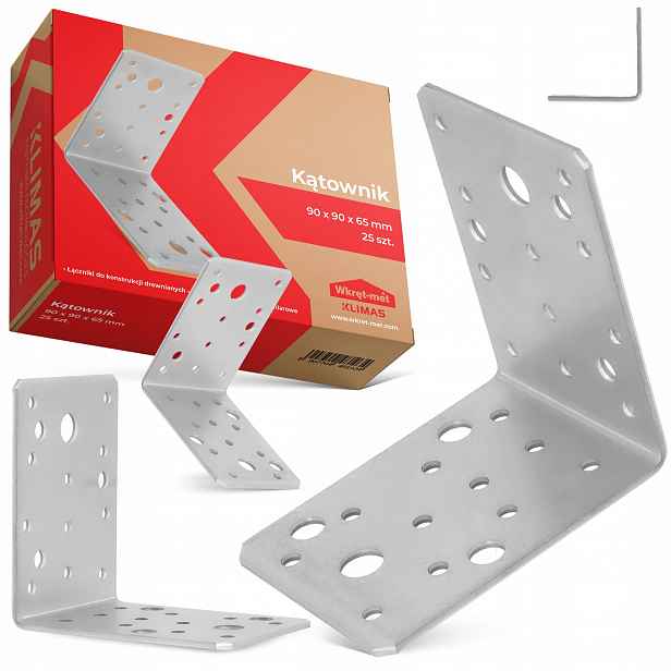 25x Tesařský Úhelník Ocelový 90x90x65 mm Truhlářský Úhlový Spojovač Dre 1K