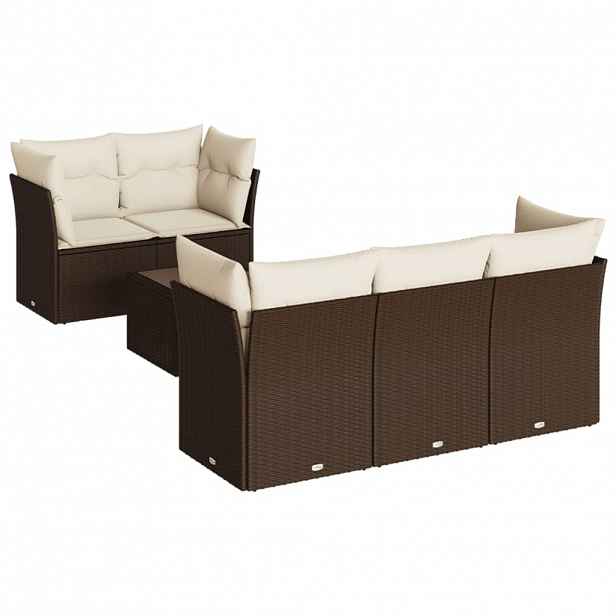 vidaXL 6dílná zahradní sedací souprava s poduškami hnědá polyratan