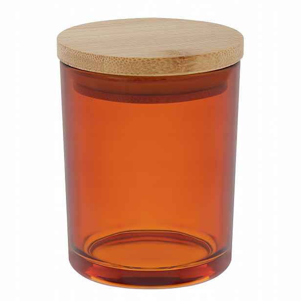 Sklenice na svíčky jantarová 200 ml s bambusovým víčkem 90 kusů