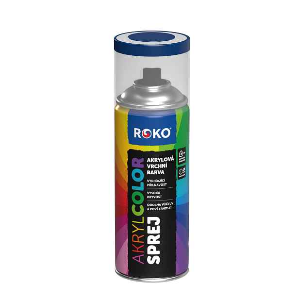 Barva akrylová vrchní Roko AKRYCOLOR Sprej enziánová modrá, 400 ml