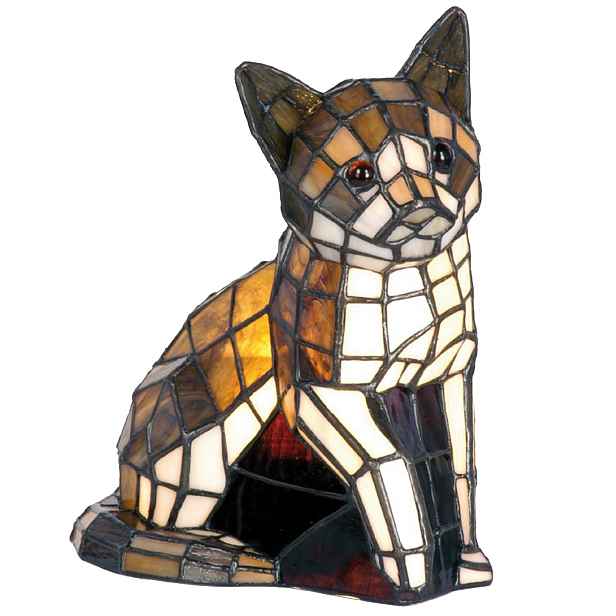 Dekorativní lampa Tiffany kočka - 24*20 cm 1x E14 / max 40w Clayre & Eef