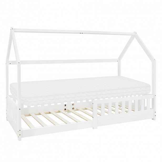 ML-DESIGN DĚTSKÁ POSTEL se stříškou a matrací 90x200 cm bílá