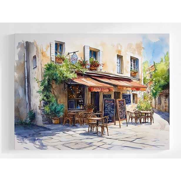 Plakát Kavárna Ulička Francie Provence Akvarel 100x75