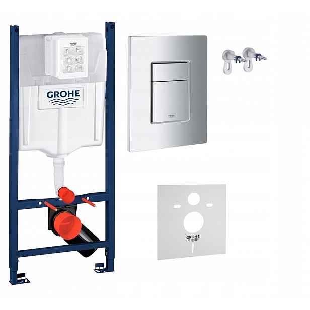 Podomítkový Wc set Stelaz Grohe stříbrný knoflík