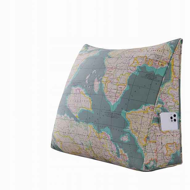 Polštář Klin Vzor Mapa Zelená Opěrka zad Čtení 60x50 cm