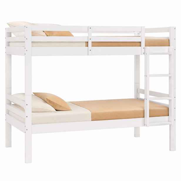 STILVORA PALANDA 90/200 cm & 90/200 cm, bílá, rozložitelná na 2 lůžka, s rohovým žebříkem a zábranou