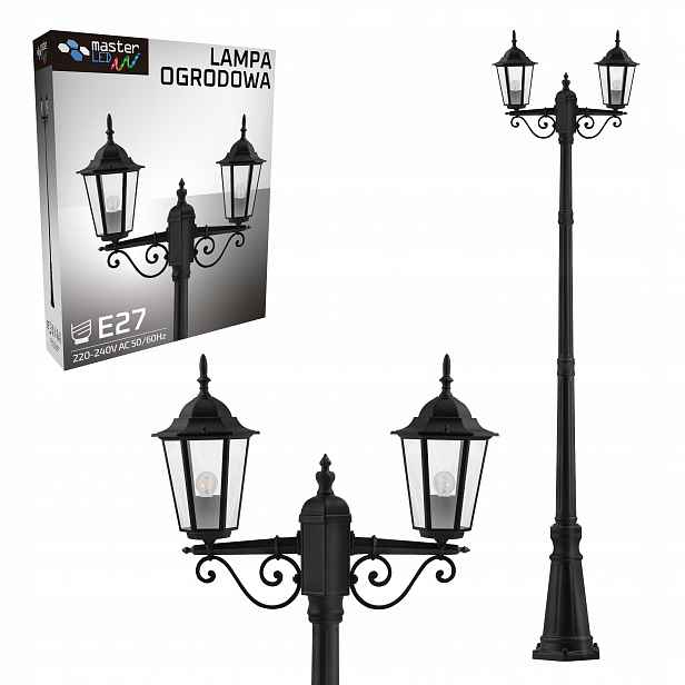 Venkovní stojací zahradní lampa Sloupek Lucerna 229 Cm 2x E27