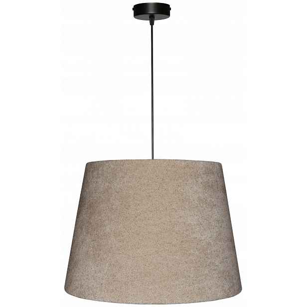 Závěsná lampa E27 béžová Boucle stínidlo kužel 40 cm Zavinovací okraje Venosa