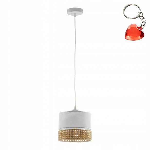 Závěsná lampa Stropní Svítidlo Bílá Paglia E27 15W Přírodní kov Tk Lighting