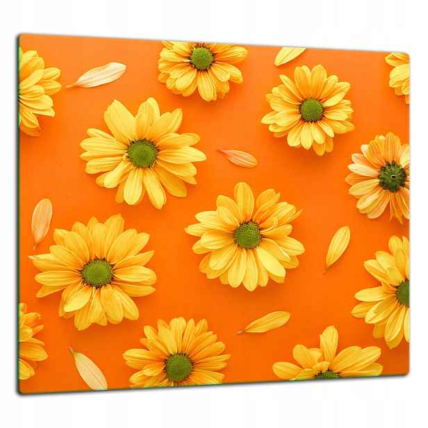 Skleněná Ochranná Deska Panel Lepidlo 65x60 Květiny